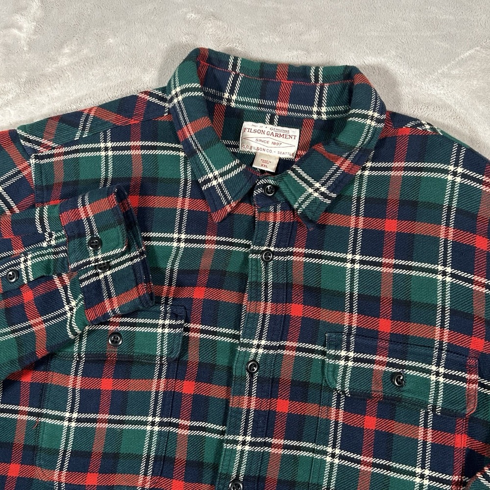 Filson Vintage Flannel Work Shirt Men 2XL Plaid Heavyweight Outdoor Pockets RARE